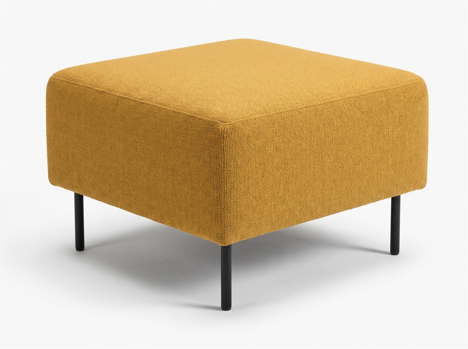 A single DWallsSofa ottoman in mustard-gold boucle on a metal frame